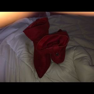 Slouched red booties